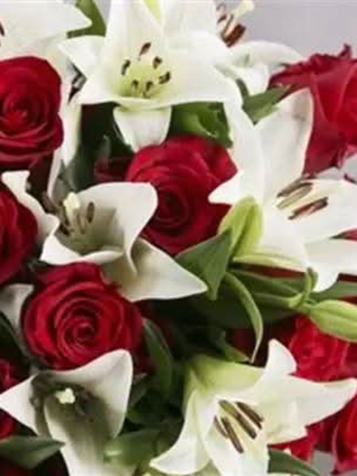 Red Roses & White Lilies Bouquet